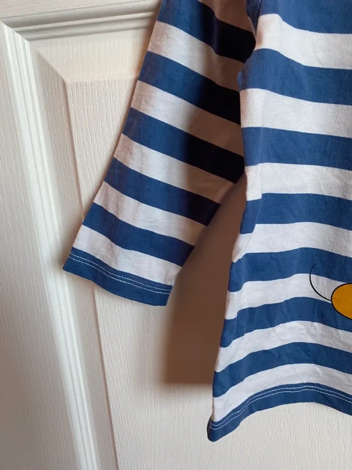 T-shirt manche longue Disney baby rayer marine et blanc - photo numéro 4