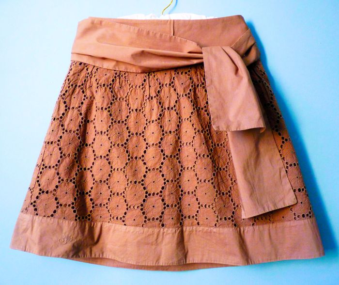 Jupe Femme IKKS 36 S kakie taille haute ceinture maille anglaise TBE - photo numéro 2