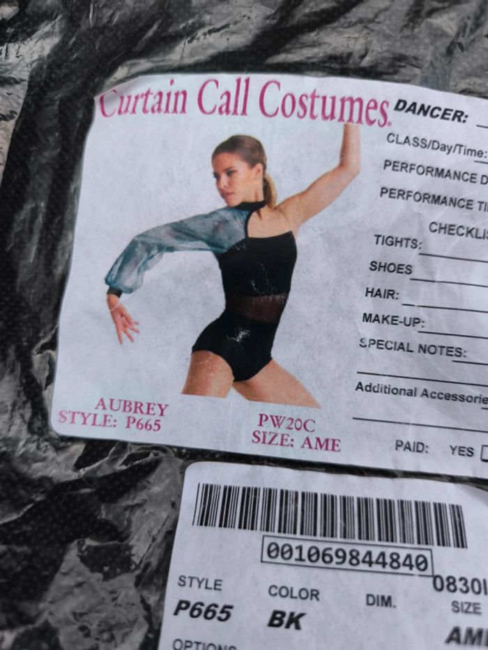 Costume scène body 36 s danse dance Aubrey noir black curtain call ame move patinage gymnastique - photo numéro 12