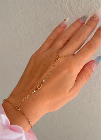 Bracelet chaîne de main chaîne de doigts maille marine 