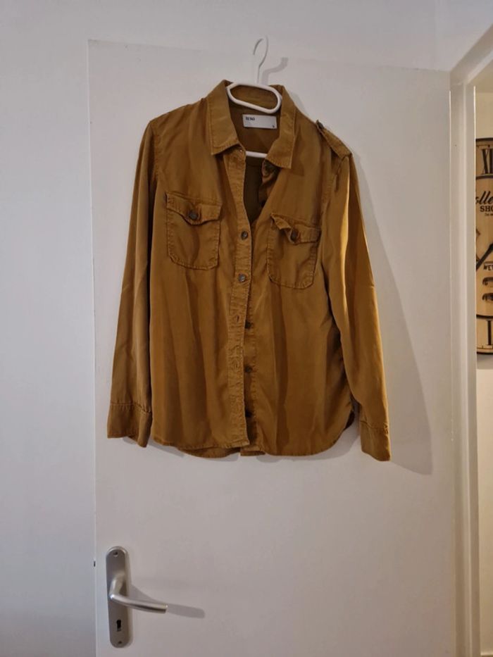 Chemise femme manche longue marron poche avant taille S TBE Reiko