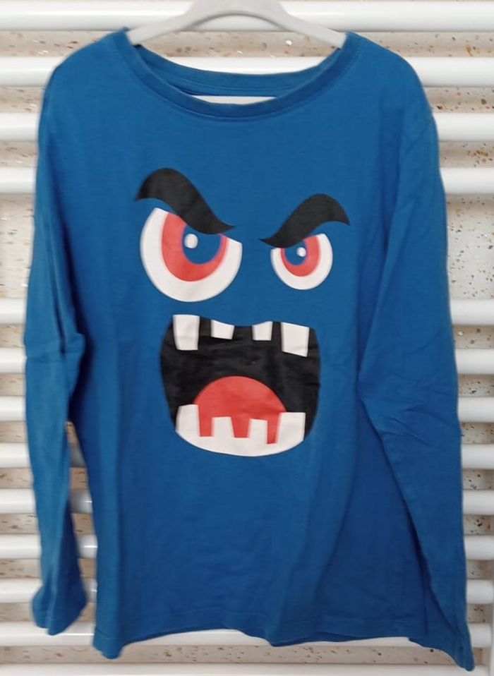 Tee shirt manche longue bleu motif monstre Taille 7 / 8 ans - photo numéro 2