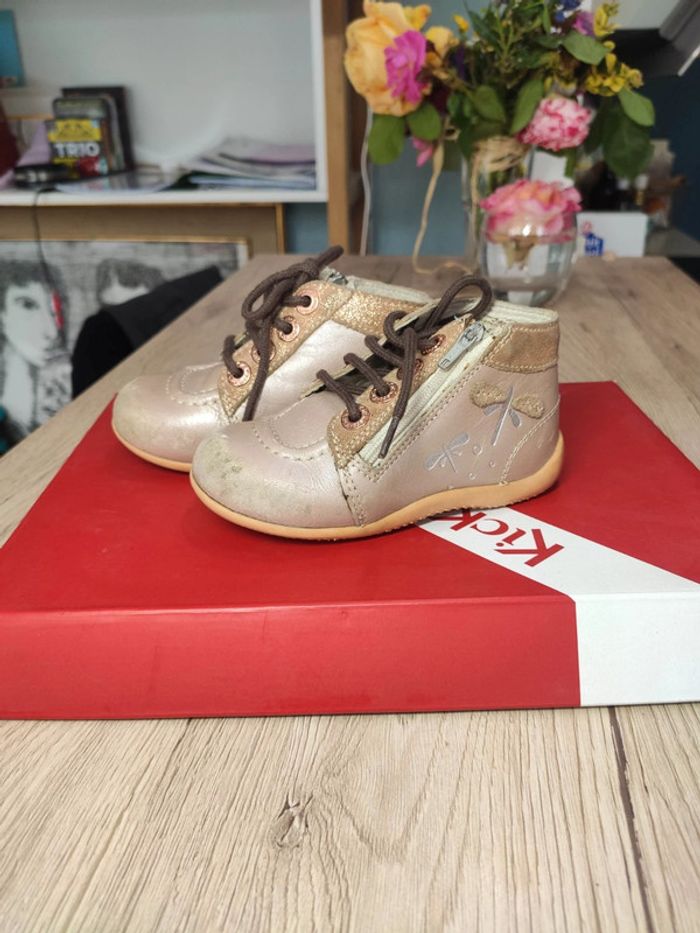 Chaussures cuir kickers rose poudré 23 - photo numéro 3
