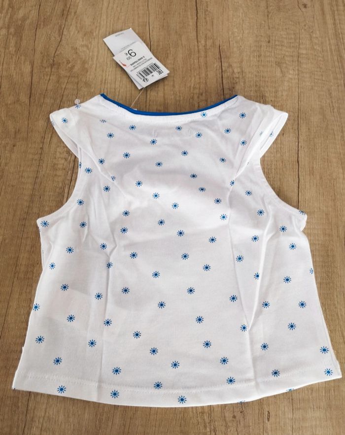 T-shirt manches courtes blanc et bleu fille Happy Holidays taille 3 ans Okaïdi - photo numéro 2