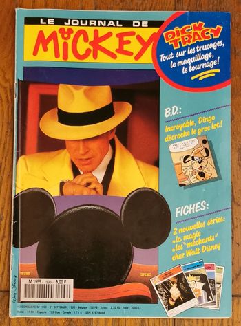Ancien journal de mickey Dick tracy avec 4 fiches n°1996 de 1990 vintage