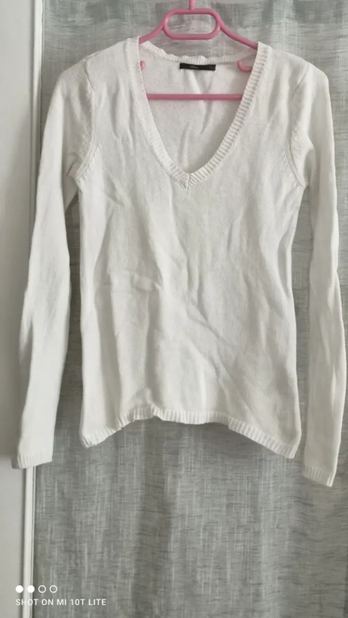 Pull blanc coton mim