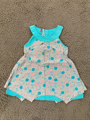 Robe grise/turquoise/rose 18 mois
