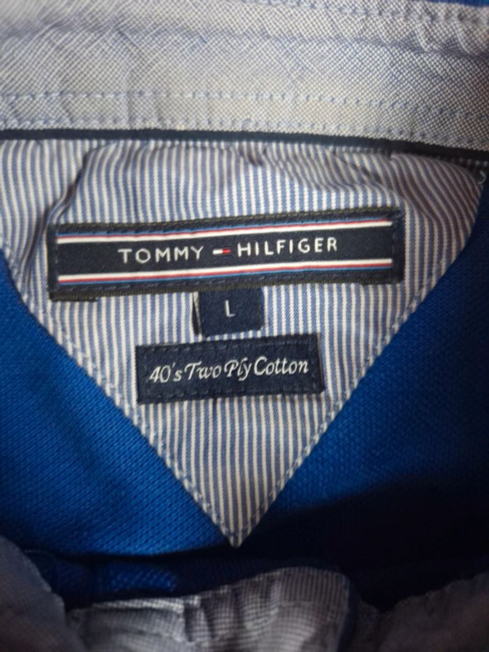 Polo Tommy Hilfiger manche courte - Bleu logo brodé - Taille L Hommes - 100% Coton - photo numéro 4