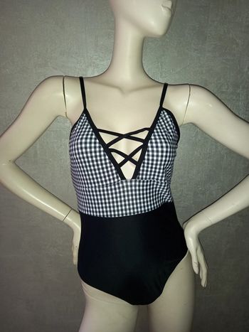 maillot de bain 1 pièce noir à carreaux vichy taille 40