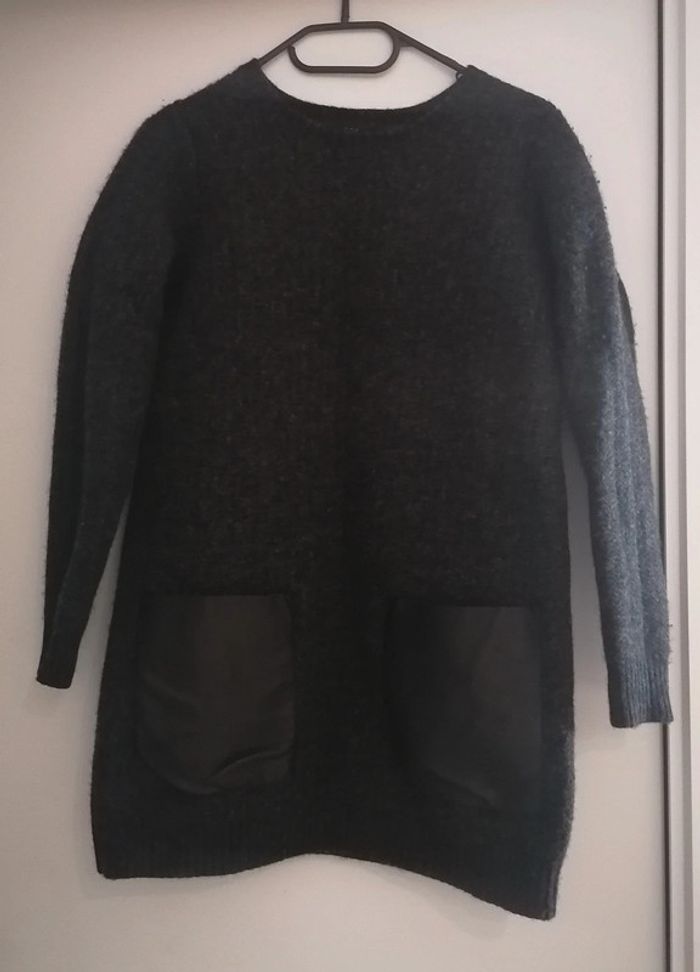 Robe pull laine et cuir gris foncé noir Taille S COS - photo numéro 8