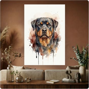 Affiche artistique “Chien Rottweiler” aquarelle poster décoration murale A3 Sans cadre
