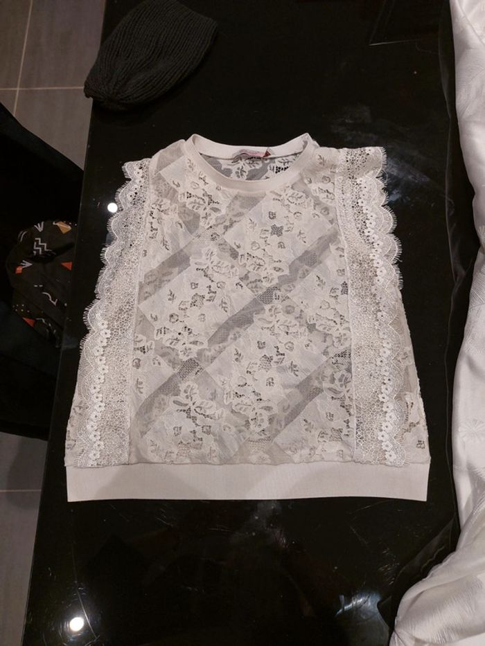 Haut dentelle sans manche blanc taille 38