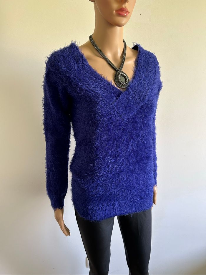 Pull bleu tout doux à manches longues Morgan taille M comme neuf - photo numéro 2