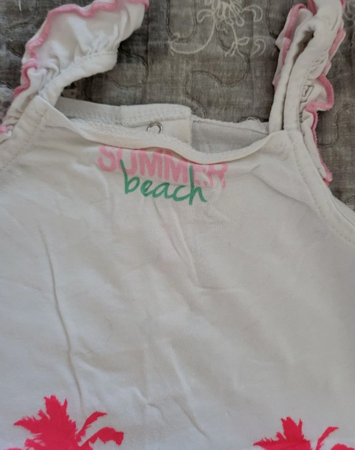 Débardeur blanc palmier Gémo 12 mois - photo numéro 3