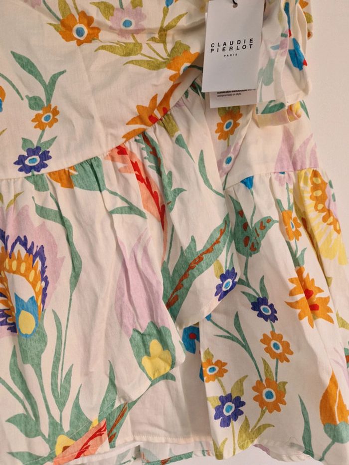 🌼 Jupe portefeuille fleurie Claudie Pierlot – taille 40 - photo numéro 3