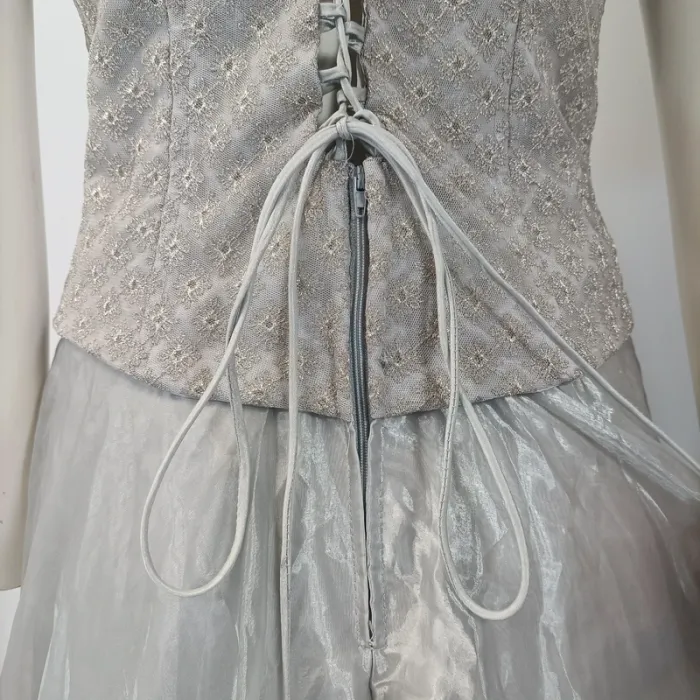 Robe corset argentée grise et dentelles - Savoy's taille M estimé A056 - photo numéro 11