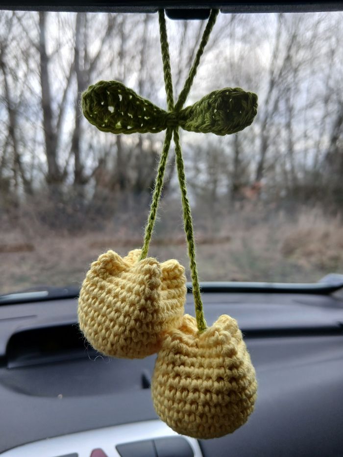 Décoration rétroviseur tulipe jaune - photo numéro 4