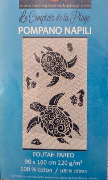 Foutah ou pareo 90x160 cm tortues