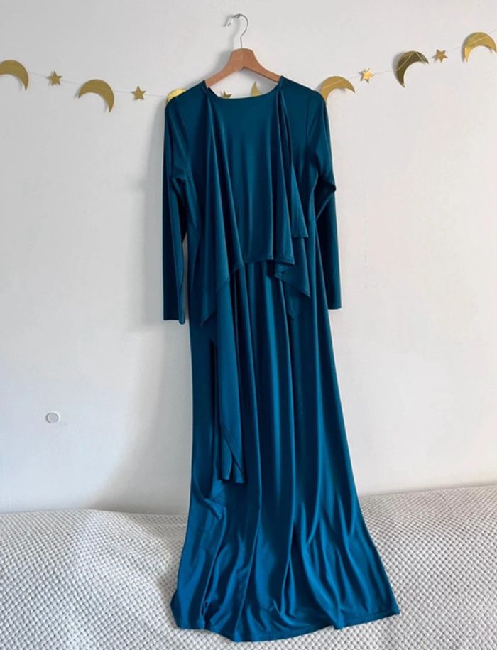 Robe Longue En Bleu Pétrole Taille M/L - photo numéro 12