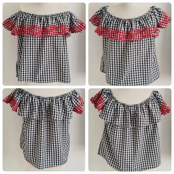 Top épaules dénudées pied de poule col bateau Ardene taille 38 neuf avec étiquette