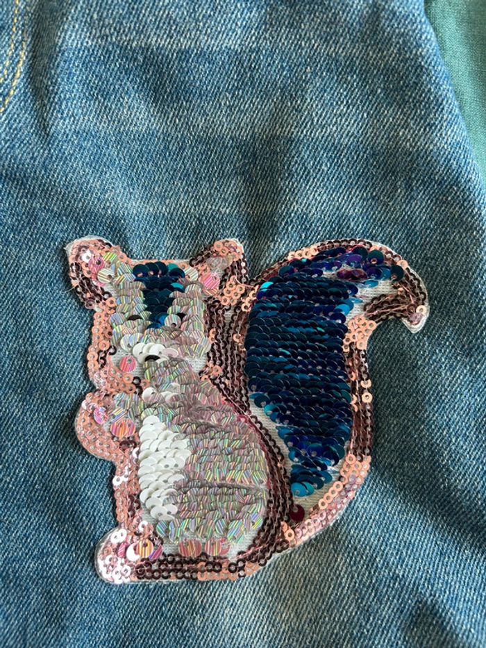 Salopette en jeans robe sequin écureuil effet usé joeshan 5 ans - photo numéro 5