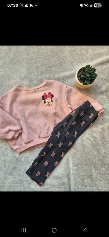 Ensemble Minnie bébé rose & gris 🎀