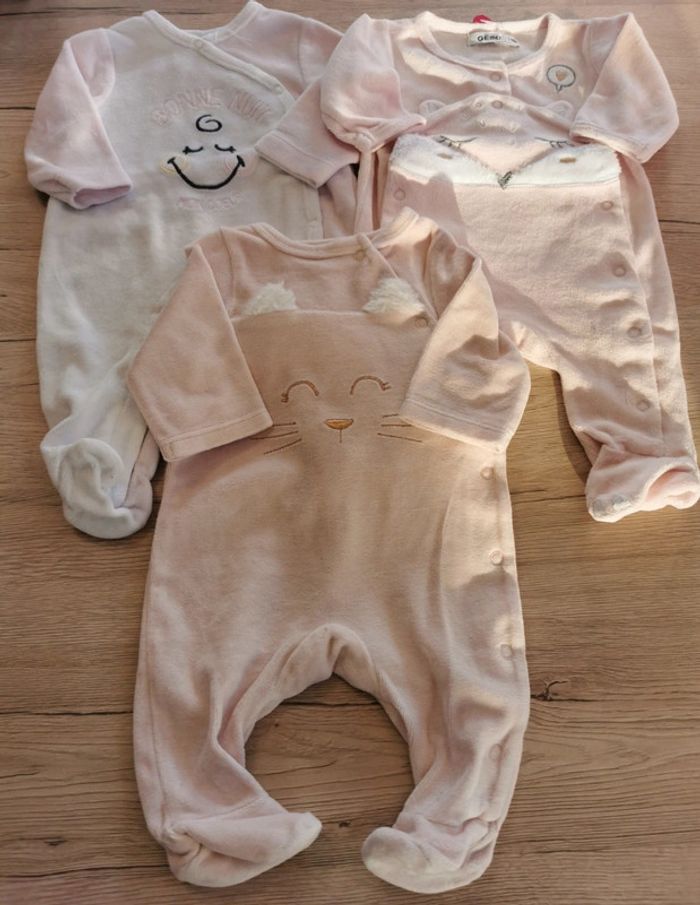 Lot 3 grenouillères fille 1 mois