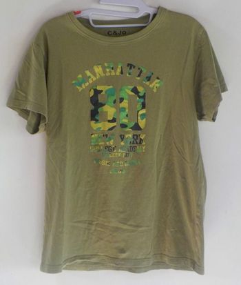 TSHIRT C&JO KAKI + DESSINS DEVANT TAILLE M