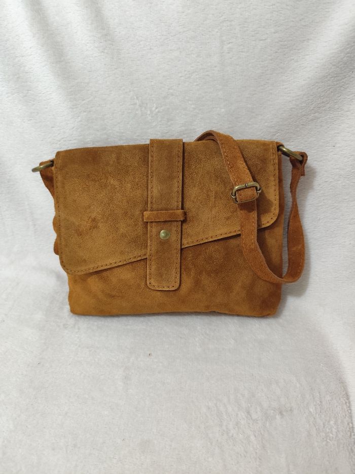 Sac à main bandoulière en croûte de cuir véritable