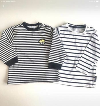 Lot de 2 t-shorts rayés manches longues 6 mois
