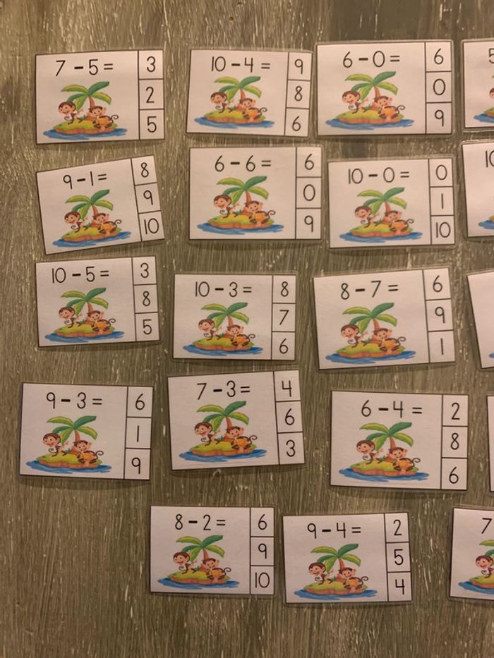 Cartes à pinces, apprendre les soustractions - photo numéro 3