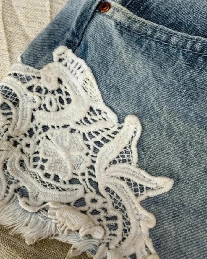 Short fille 12/13 ans – Denim Co – Jean & dentelle – Très bon état - photo numéro 3