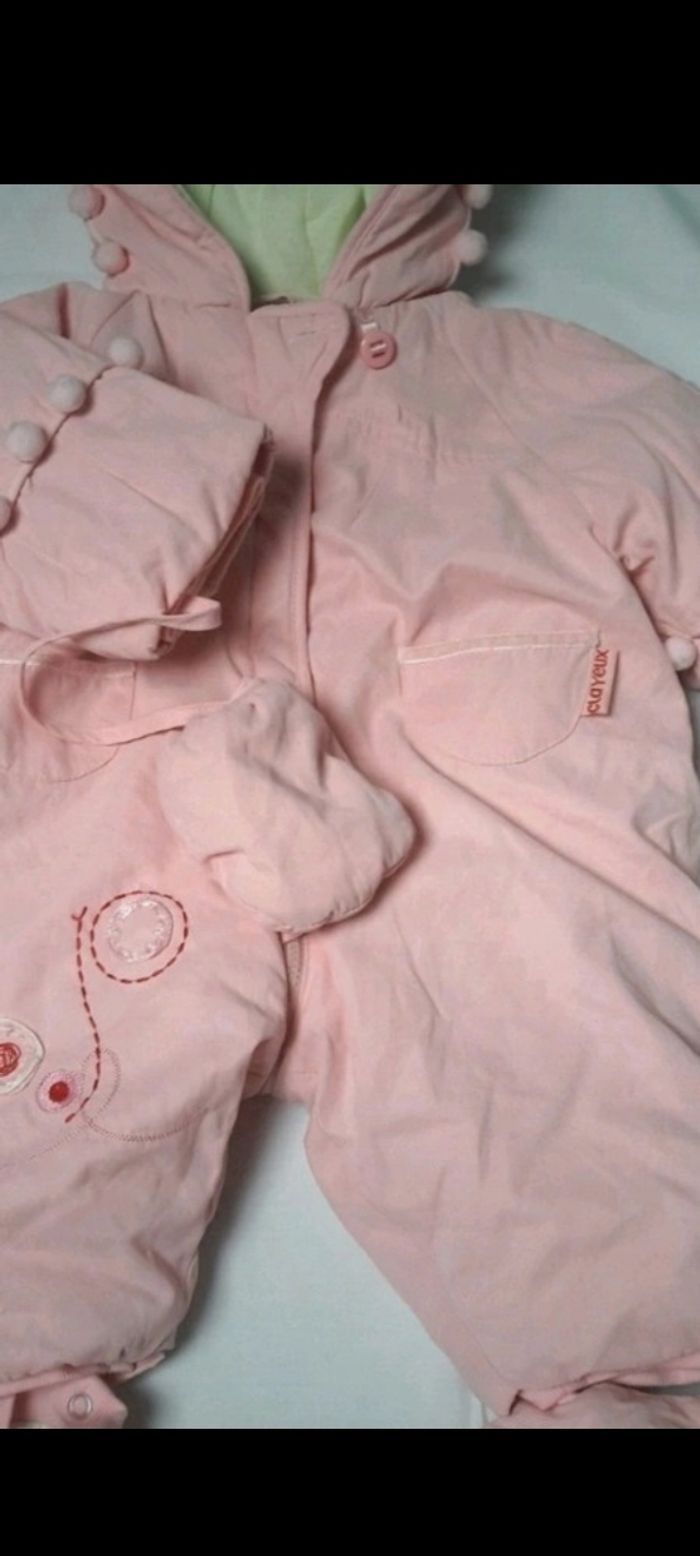 💖 Magnifique combinaison pilote rose en excellent état  bébé fille 3 mois clayeux - photo numéro 5