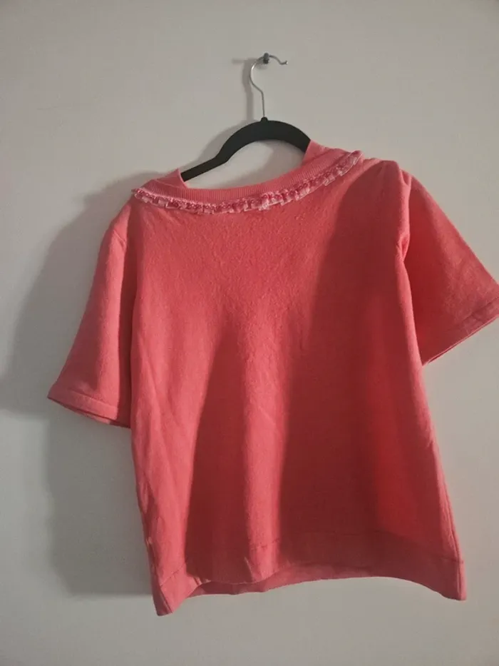 Pull rose vintage col Claudine en laine Mérinos T.38 - photo numéro 7