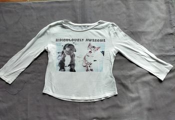 T.shirt manches longues court blanc 14 ans