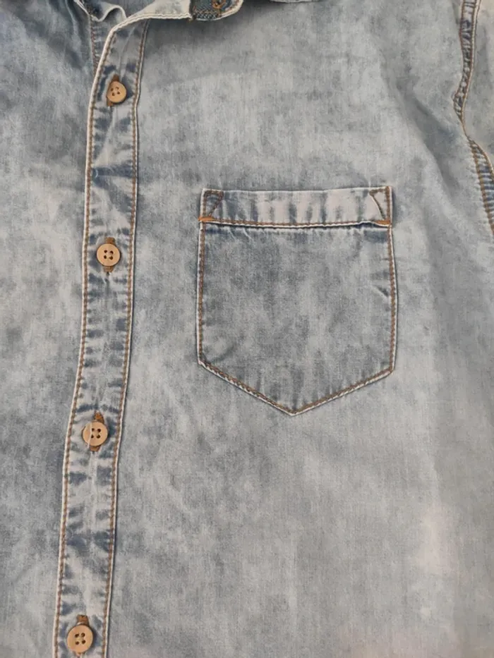 Chemise manches courte homme coton jean - photo numéro 6