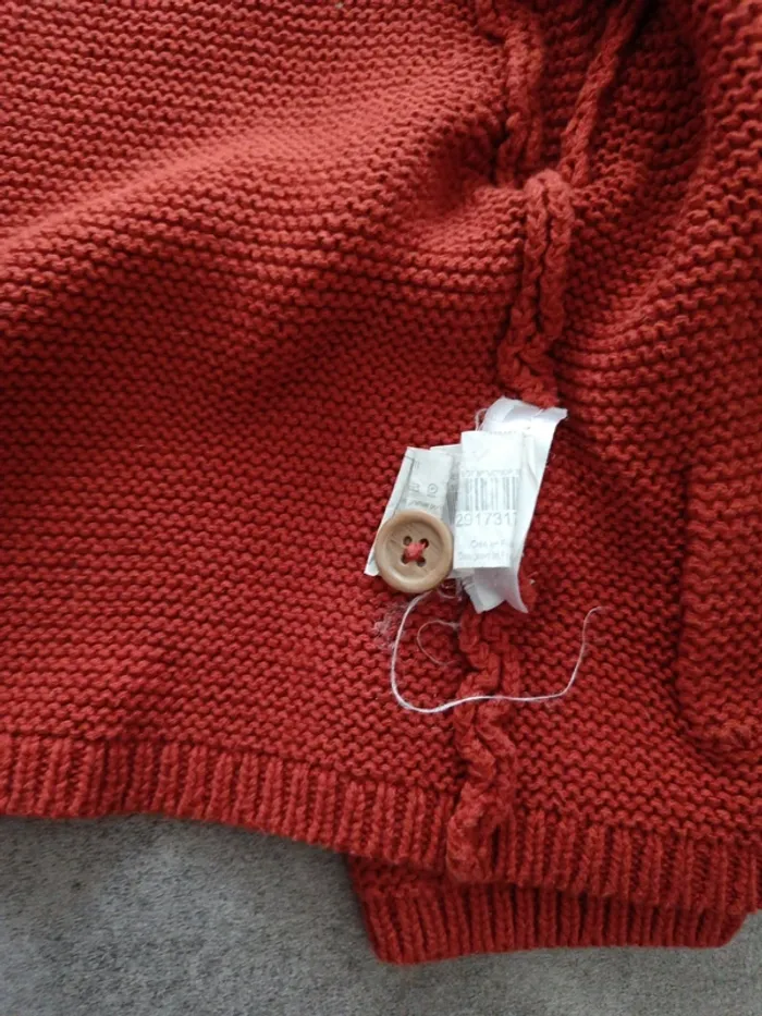 Gilet à capuche oreilles d'ours brique Bout'chou 9 mois - photo numéro 5