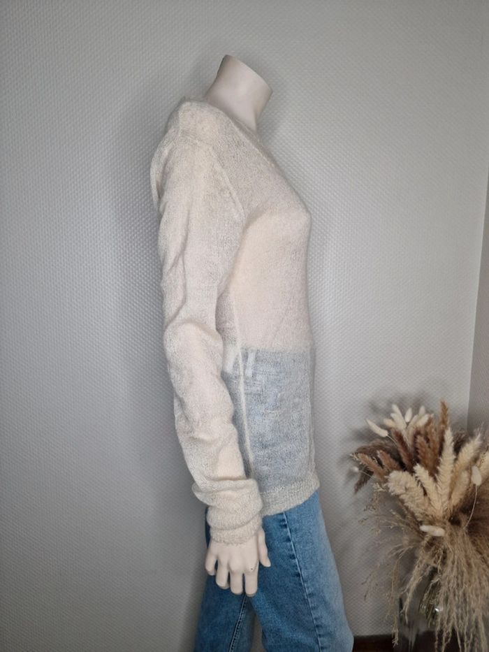 Pull fin en maille, crème, mohair/ laine, Américain Vintage taille 42/44 💎 - photo numéro 3