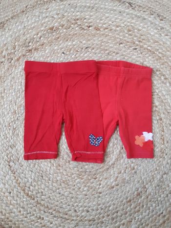 Lot de 2 leggings rouge 6 mois