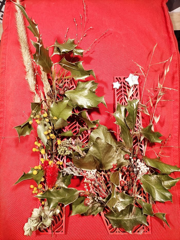 Lettre N en bois et fleurs séchées. Décoration de Noël - photo numéro 3
