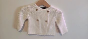 Gilet blanc maille bébé fille Inextenso 1 mois 56cm