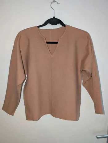 Pull femme camel col v taille L shein