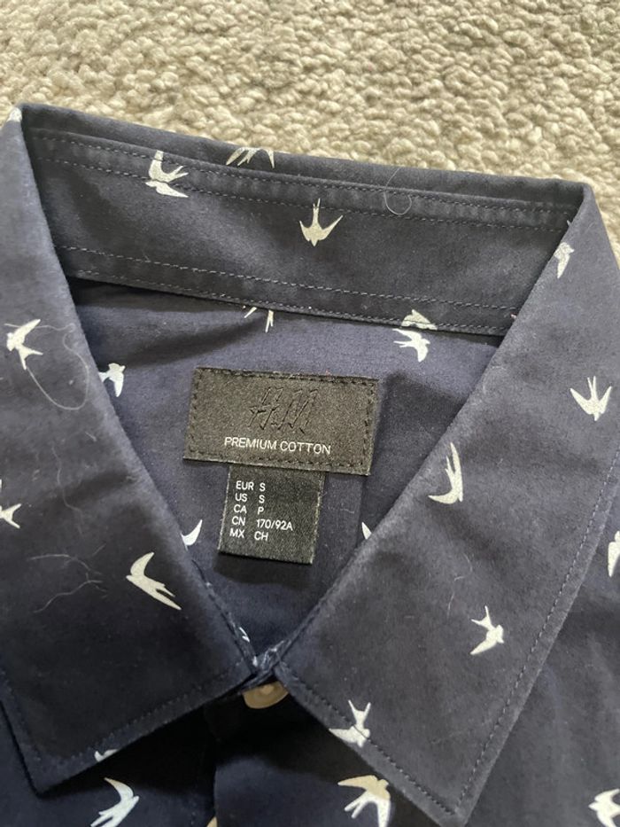 Chemise homme HM taille S bleue marine oiseaux - photo numéro 5