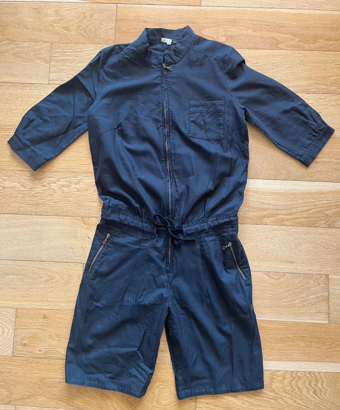 Combishort combinaison Ba&Sh bleu foncé marine Moma – zip devant, taille 1 (36/38), coton/viscose - photo numéro 2