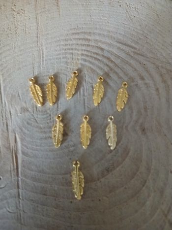 Lot de 22 breloques plumes doré