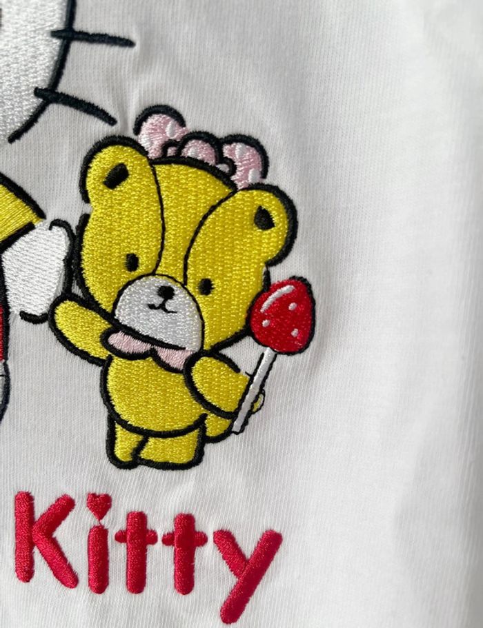 Top T-Shirt style Oversize brodé Sanrio Hello Kitty Cute Kawaii Cosplay Lolita - photo numéro 8