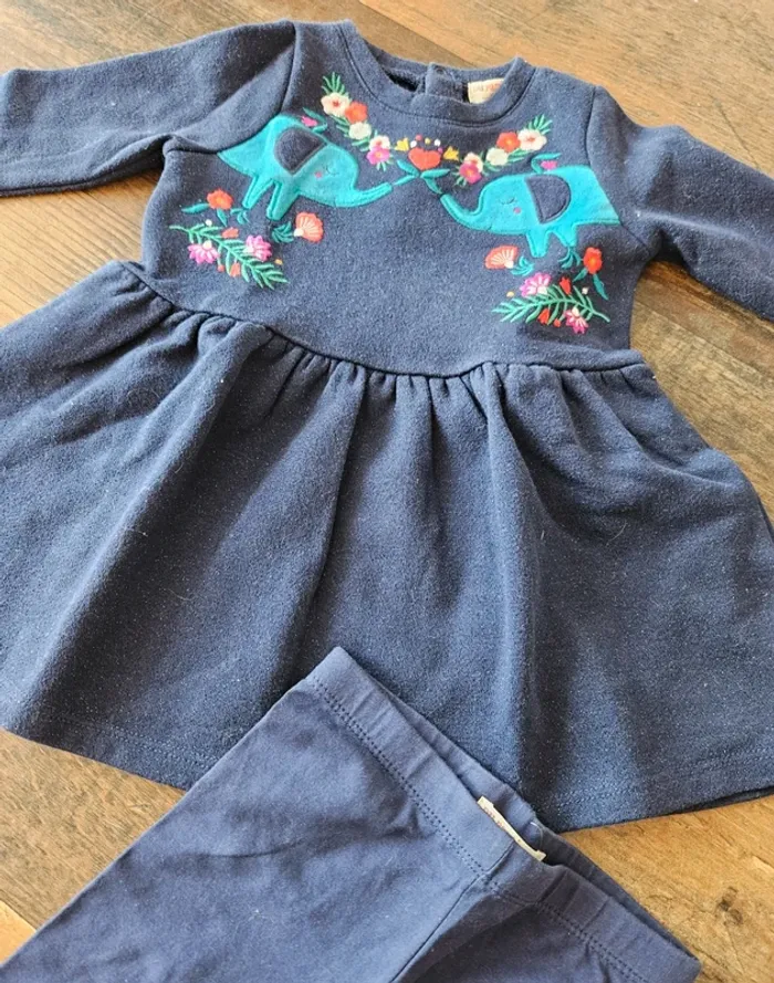 Magnifique robe manches longues pailletté + legging DPAM 12mois - photo numéro 2