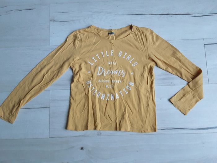 Vêtement fille tee-shirt manches longues jaune 10 ans