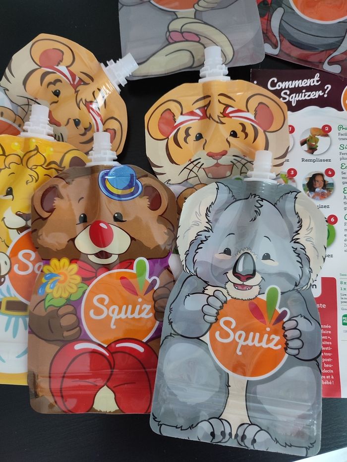 Lot de 9 gourdes réutilisables SQUIZ avec pochette - État Neuf
- photo numéro 7