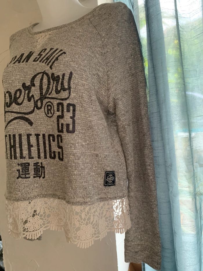 Pull Superdrytaille40 gris dentelle - photo numéro 6